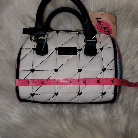 Betsey Johnson Black and White Heart Quilted Mini Bag - Picture 9 of 13